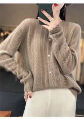 Wool Cardigan Womens Clothing O-neck Sweater Mujer Long Sleeve Tops Knitwears