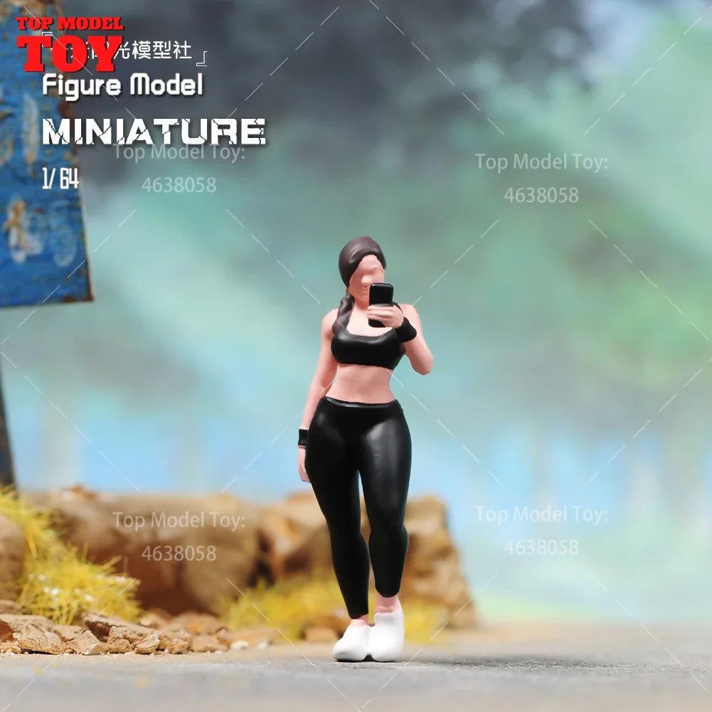 Painted Miniatures 1/64 Scale Beauty Handsome Boy Policeman Girls Male Female Scene Figure Model For Car Vehicles Decorate