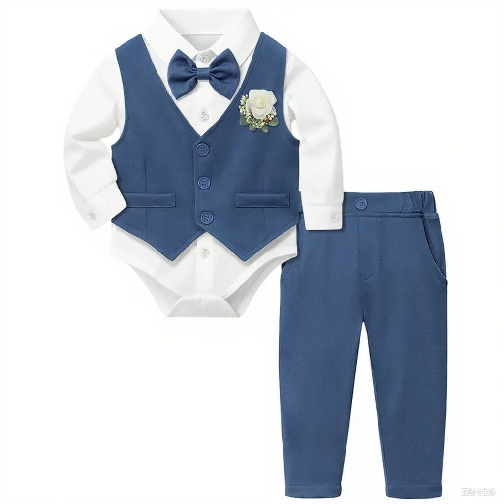 Baby Boy Baptism Outfit Infant First Easter Church Christening Suit Set Toddler Formal Wedding Birthday Party Gift Clothes