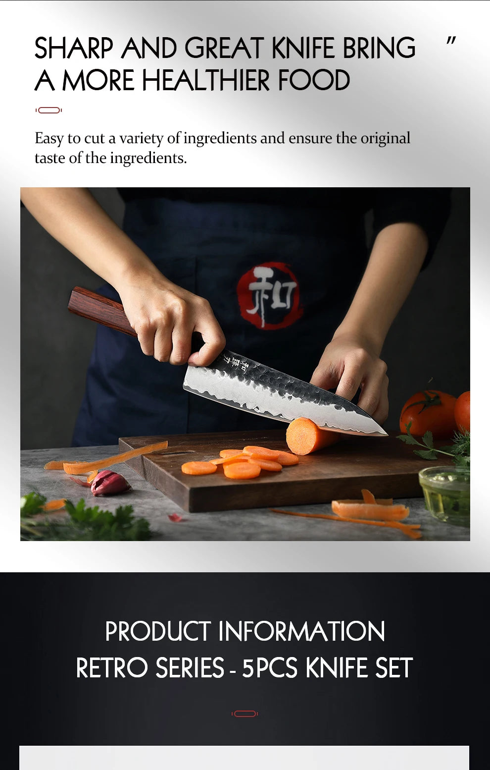 1PC-5PC Kitchen Knife Set Chef Utility Stainless Steel 3 Layers Composite