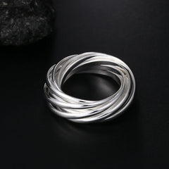 925 Sterling Silver Fine Five Circles Ring For Women Fashion Folk-custom Wedding