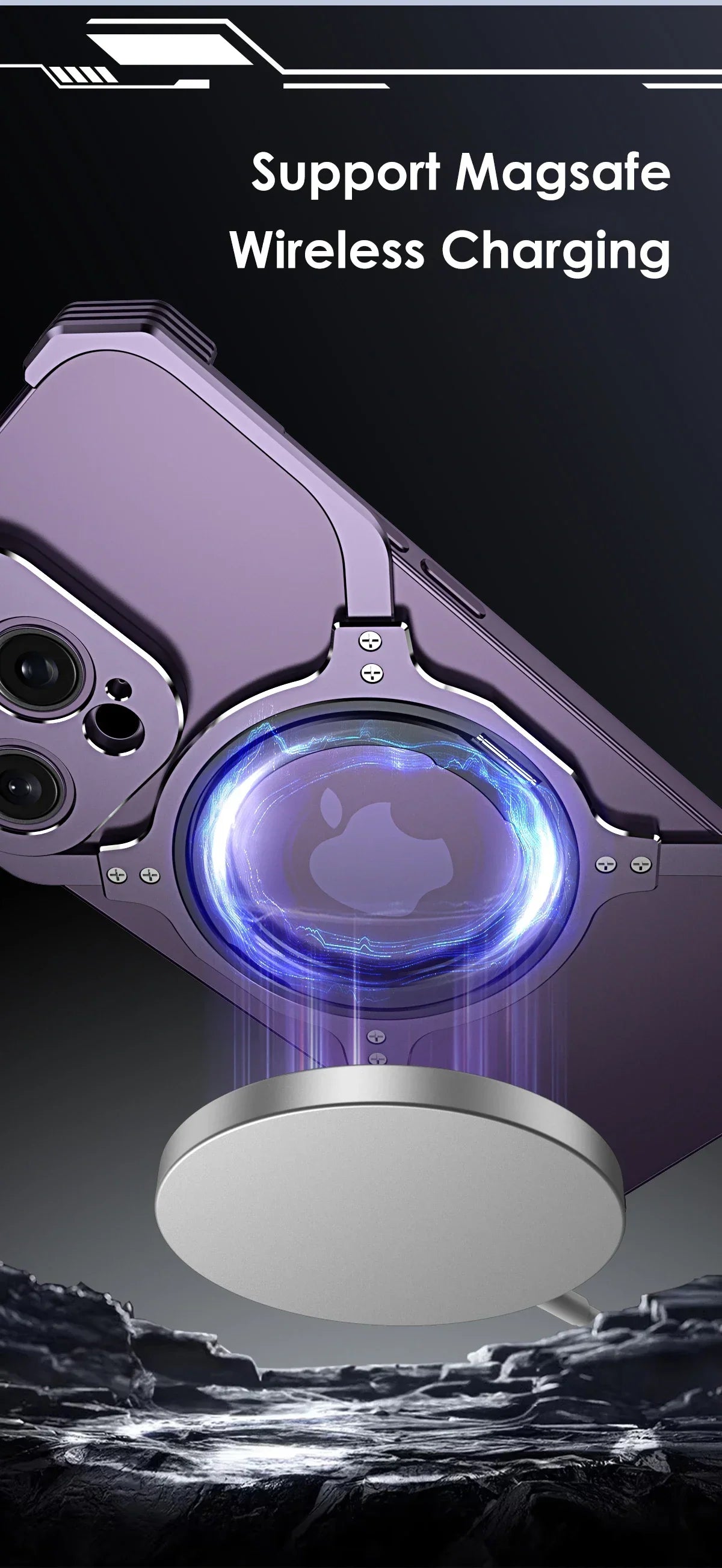 360° Stand Metal Rimless Magnetic Phone Case For iPhone 13 14 15 16 17 Pro Max Metal Bumper Lens Protection Metal Phone Cover