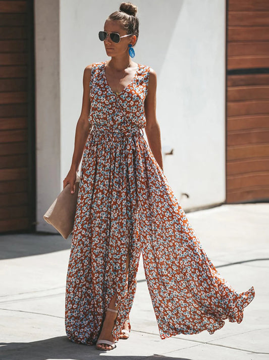 Jastie Women Summer Dress Floral Print Maxi Dresses Bohemian Hippie Beach Long Dress Women's Clothing 2025 vestidos de verano