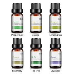 Essential Oils for Diffuser, Aromatherapy Oil Humidifier 6 Kinds Fragrance of Lavender, Tea Tree, Rosemary, Lemongrass, Orange