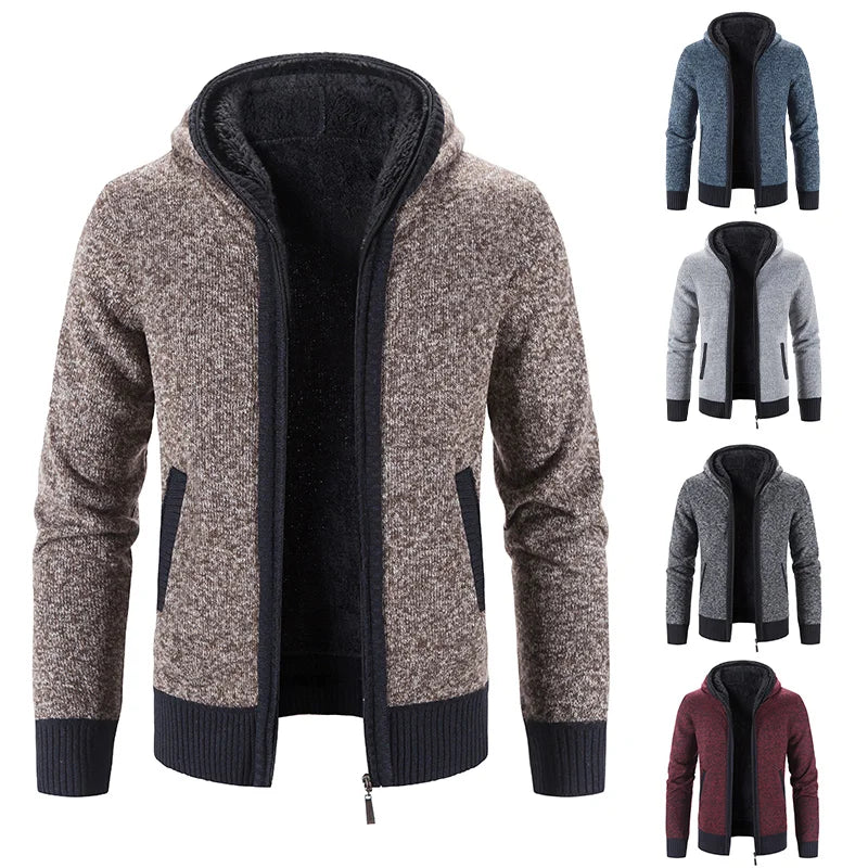 Men's Clothing Knit Sweater Cardigan Autumn Winter Patchworked Hombre Hoodies