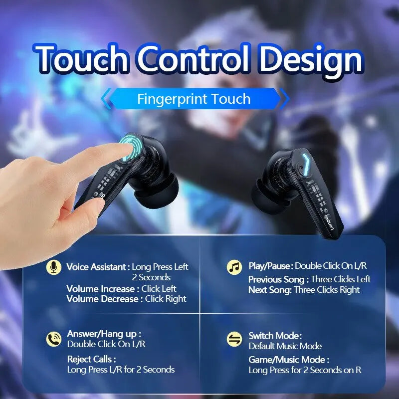 Choice Lenovo GM2 Pro Bluetooth 5.3 Earphones Sports Headset Wireless In-Ear Gaming Low Latency Dual Mode Music Headphones New