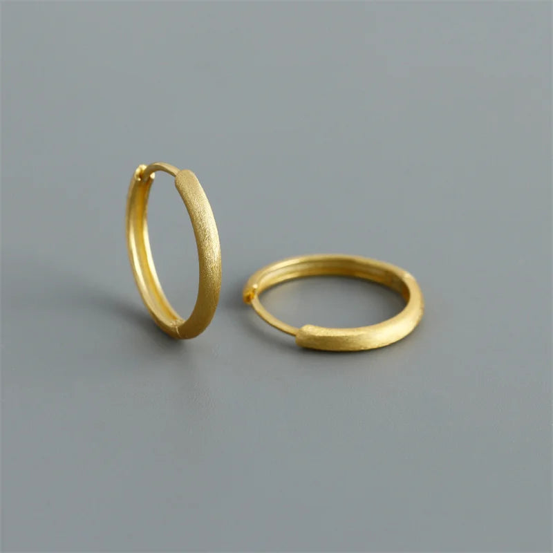 WANTME Real 925 Sterling Silver Minimalist Bohemian Round Ear Buckle for Women Punk Unisex Rock Hoop Earring Jewelry Accessories