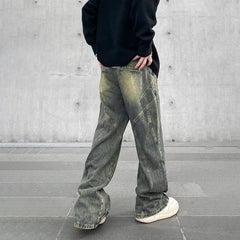 Vintage Flared Jeans Men Wide Leg Baggy Trousers Autumn Streetwear