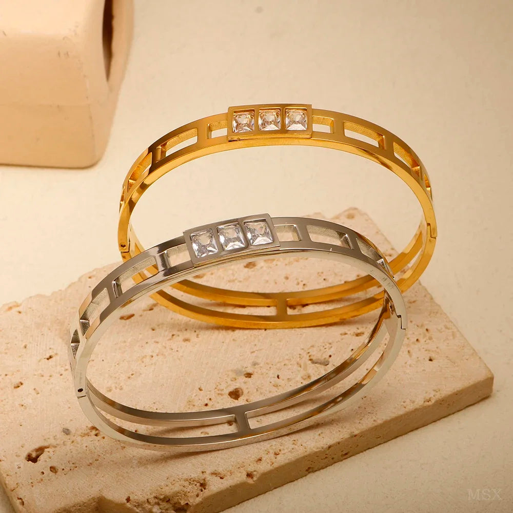 Stainless Steel With Zirconia Bracelet Simple Jewelry