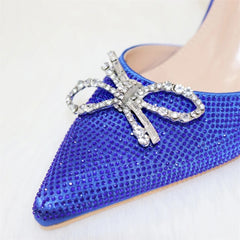 Blue Color Elegant High Heels Nigeria Popular Design African Ladies Shoes Matching Bag