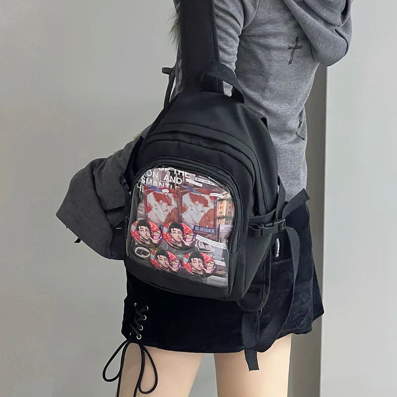 Y2K Cute Mini Backpack Women Kawaii Ita Bag Sweet Girl Transparent Rucksack DIY Personality Display Knapsack Lolita Shoulder Bag