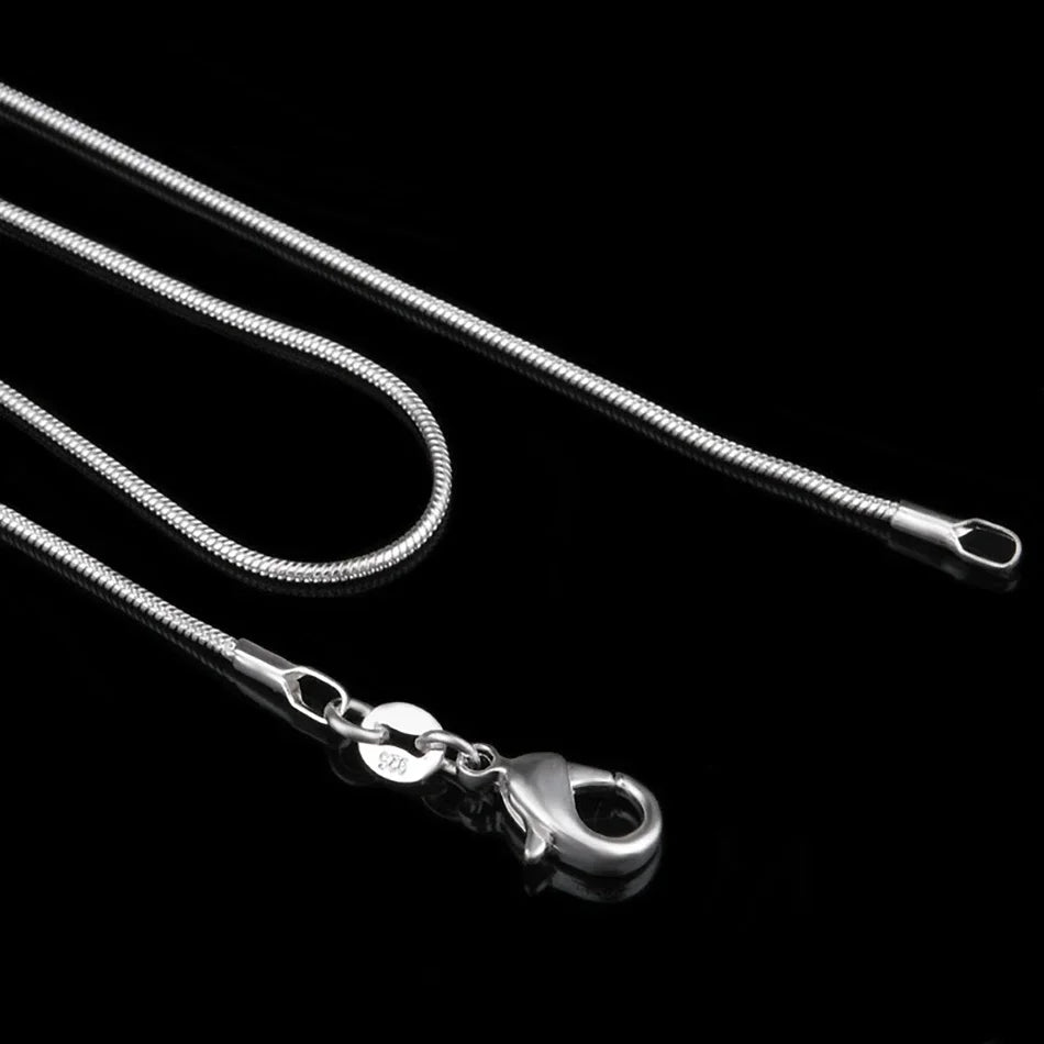 New Fine 925 sterling silver necklace women, silver fashion jewelry Snake Chain 1mm Necklace 16 18 20 22 24"