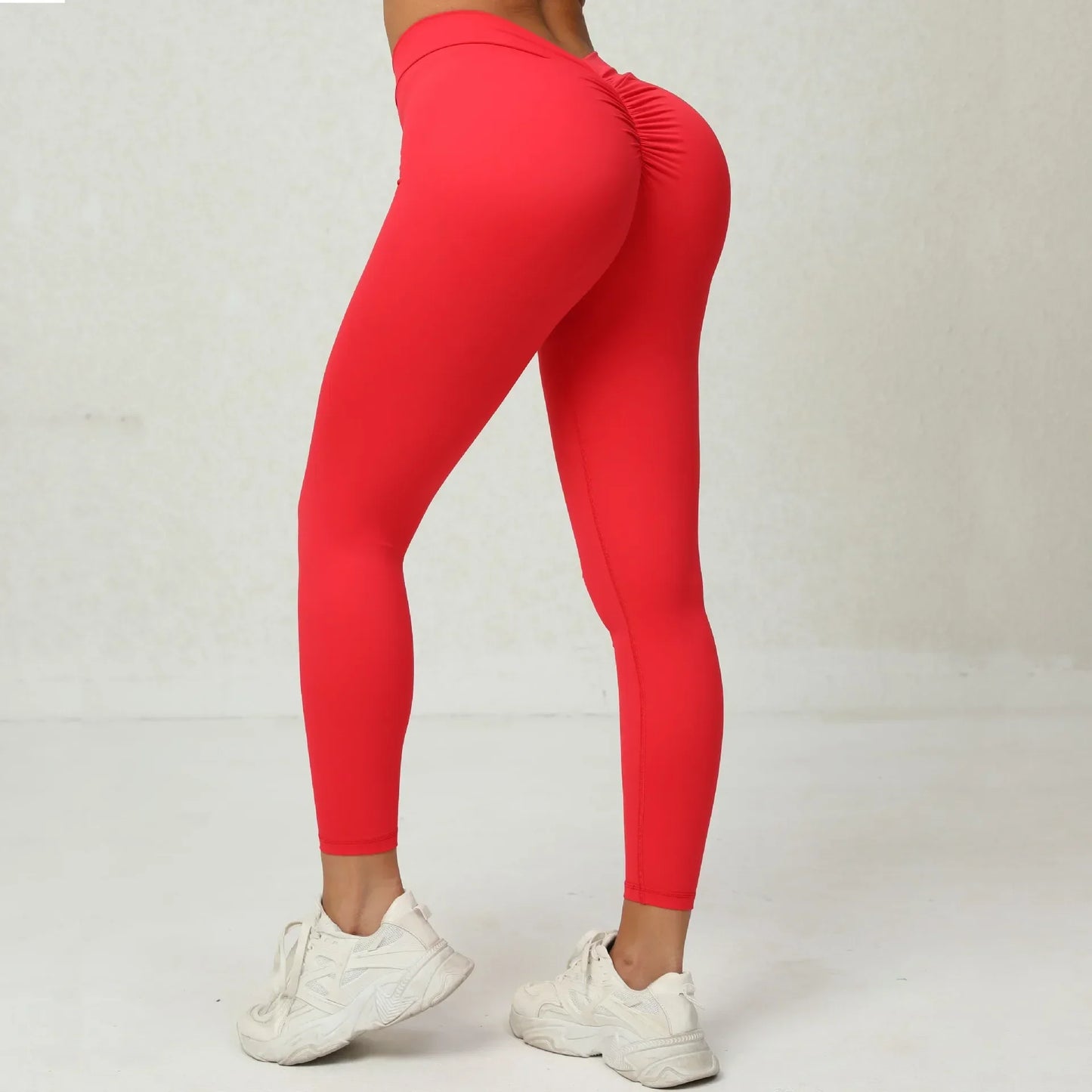 Seamless Yoga Sets Sports Fitness High V Waist Peach Hip-lifting Skinny Running