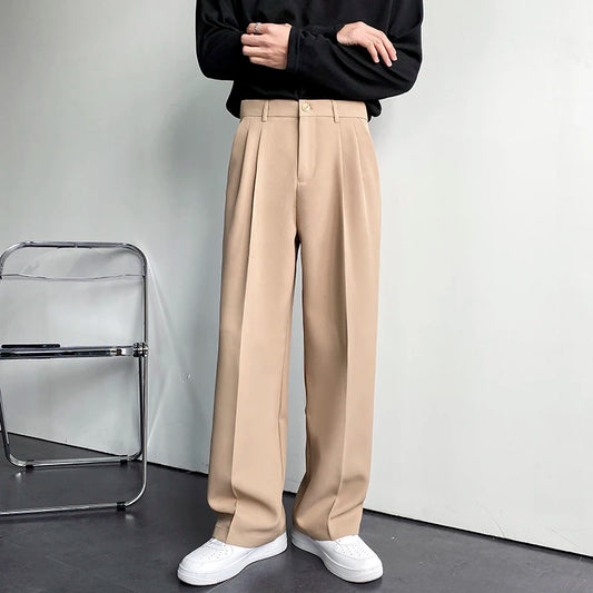 Solid Color Formal Suit Pants Men Korean Fashion Loose Casual Pants Men