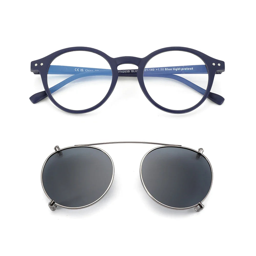 ZENOTTIC Steampunk Style Glasses (Anti Blue Light Blocking Eyewear) + Clip Lenses（Polarized Sunglasses Clips）for Women Men