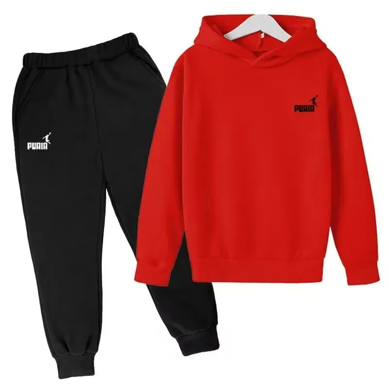 Autumn Baby Boy Clothes Set Kid Letter Printed Sweatshirts Hooded Plush Warm Top And Pants 2pcs Suit Children Girls Tracksuits