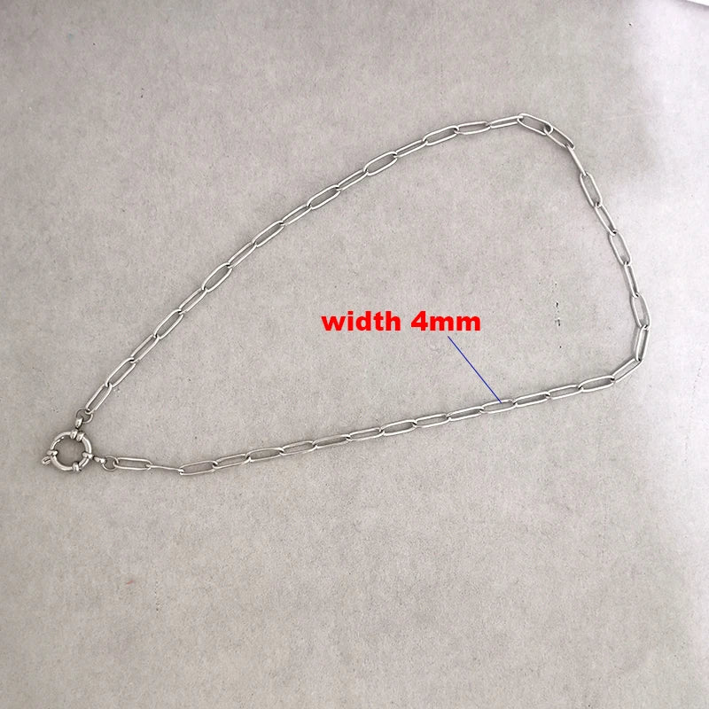 Necklace Women Men Choker Stainless Steel Geometric Rolo Link Cuba Paperclip Chain