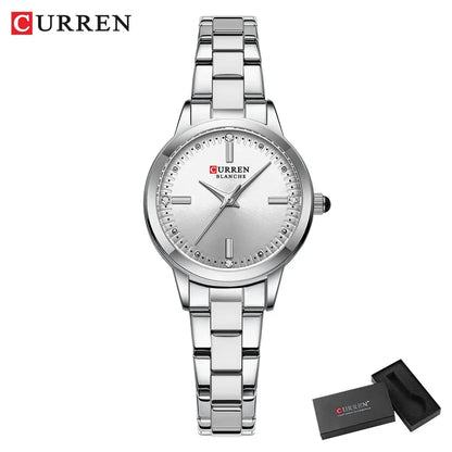 CURREN Women's Watches Fashion Original Quartz Wrist Watch for Ladies Roman Dial Dazzling Diamond Waterproof Luminous Luxury New