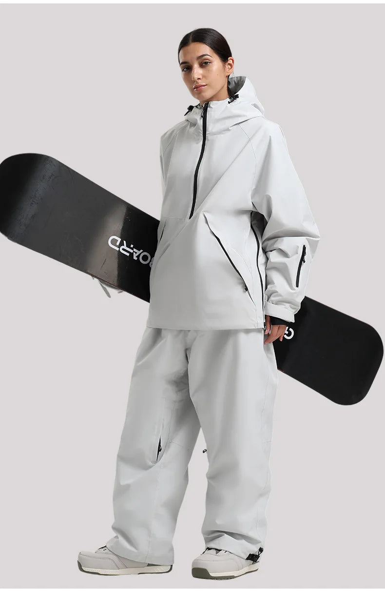 Gsou Snow 2025 Women's & Men's Slim Fit Ski Suit Set - Thermal Insulated Waterproof Snowboard Jacket & Pants for Outdoor Sports
