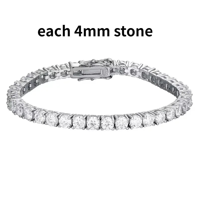 Smyoue 2-6.5mm Real Moissanite Tennis Bracelet for Women Christmas Gift Platinum Plated 100% 925 Sterling Silver Wedding Jewelry