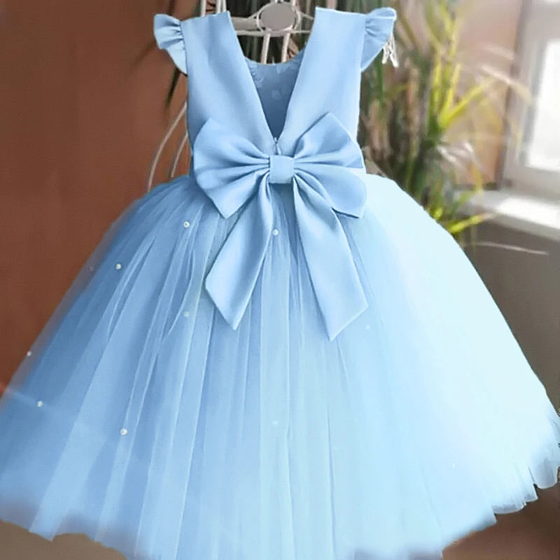 Girls Baby Dress Wedding Birthday Party Fluffy Lace Dress 1-5 Y Toddler