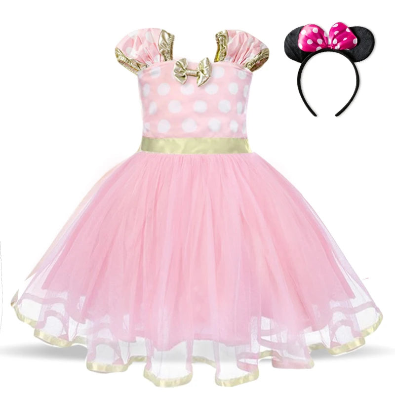 Cute Baby Girl Dress for 9M-4Yrs Children Summer Clothes Kids Minnie Mouse Polka