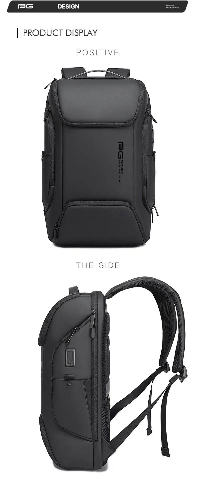BANGE Business USB Charging Smart Backpacks Fits 15.6 Inch Laptop Commute Backpack WaterProof Carry On Bag for Men Travel Bags