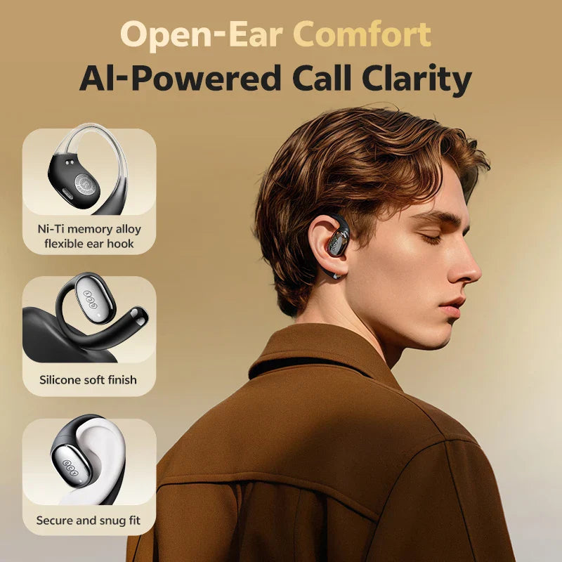 QCY Crossky R70 Open-Ear Wireless Headphones Hi-Res with LDAC OWS Earphones Bass Boost Bluetooth 6.0 Earhook Sport Earbuds 52Hrs