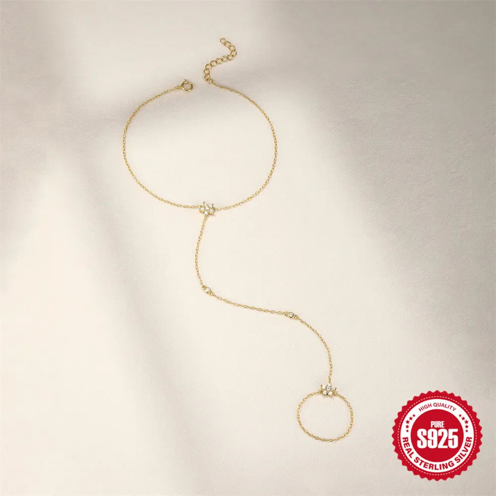 CANNER Minimalism Octagonal Star Finger Bracelet For Women 925 Sterling Silver Ins Flower Multi-layer Bracelet Fine Jewelry