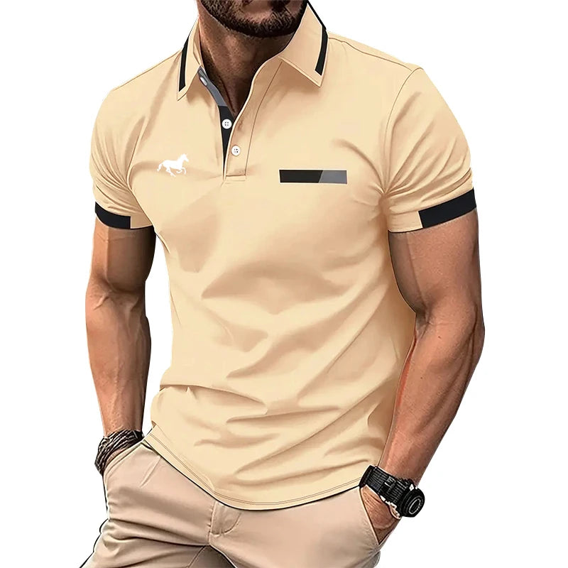 Men Summer Short Sleeve Fashion Slim Fit Polo Shirt 100% Polyester Quick Drying Business Casual Polo Shirt Tops 3D Digital Print