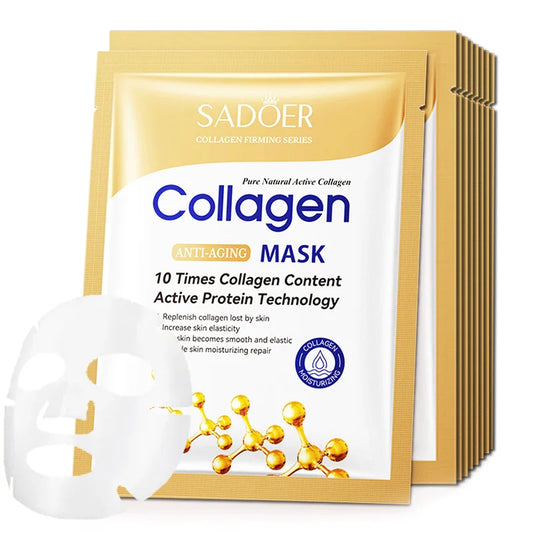 10pcs Collagen Face Mask Moisturizing Firming Hydrating Brightening skincare Face Sheet Mask Facial Masks Skin Care