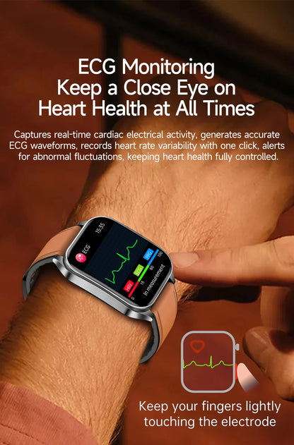 2025 New Blood Pressure 650nm Laser Therapy Diagnosis Smartwatches Men Women Clock Uric Acid Lipid  Heart rate Smart Watch IOS