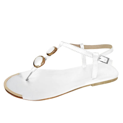 2024 New Summer Sandals Women Fashion Casual Beach Outdoor Flip Flop Sandals Metal Decoration Ladies Flat Shoes