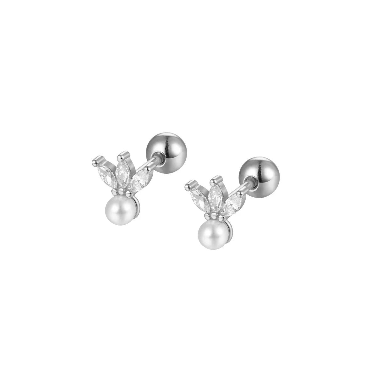 WANTME 925 Sterling Silver Fashion Love Butterfly Romantic Star Crown Screw Stud Earrings for Women Ear Bone Piercing Jewelry