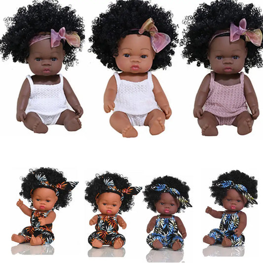 14inch Full Body Vinyl Bebe Reborn Dolls Soft Lifelike Baby Toys American Reborn Black Baby Doll Vinyl Baby Doll Toys Girls Boys