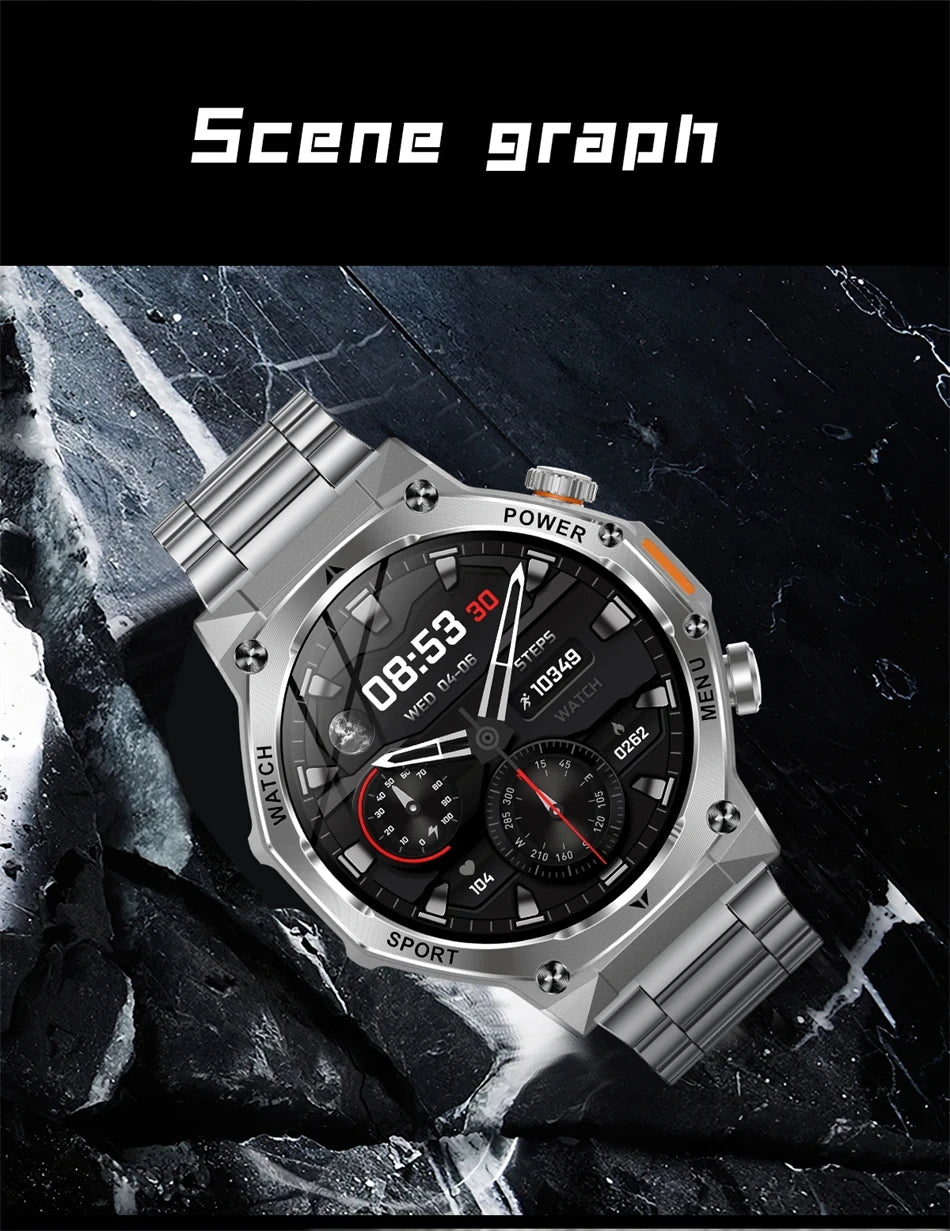 Rugged Outdoor Sports AK82 Smartwatch 1.85" HD Touchscreen 800mAh Long Battery Life Fitness Tracker Calorie Distance Smart Watch