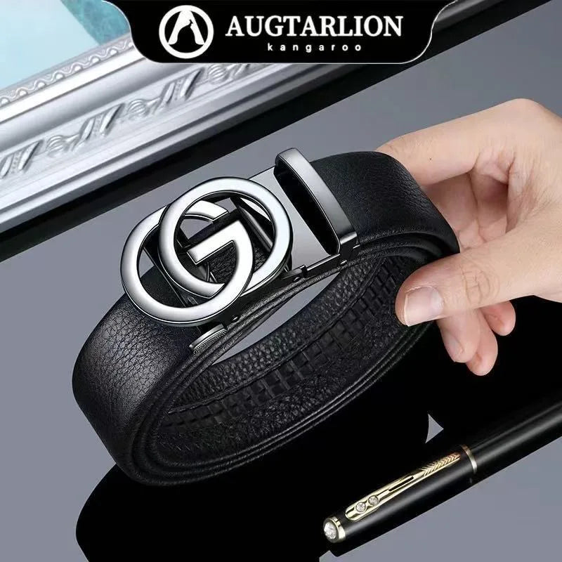 New genuine leather fashionable printed men's belt trend business versatile jeans belt for men