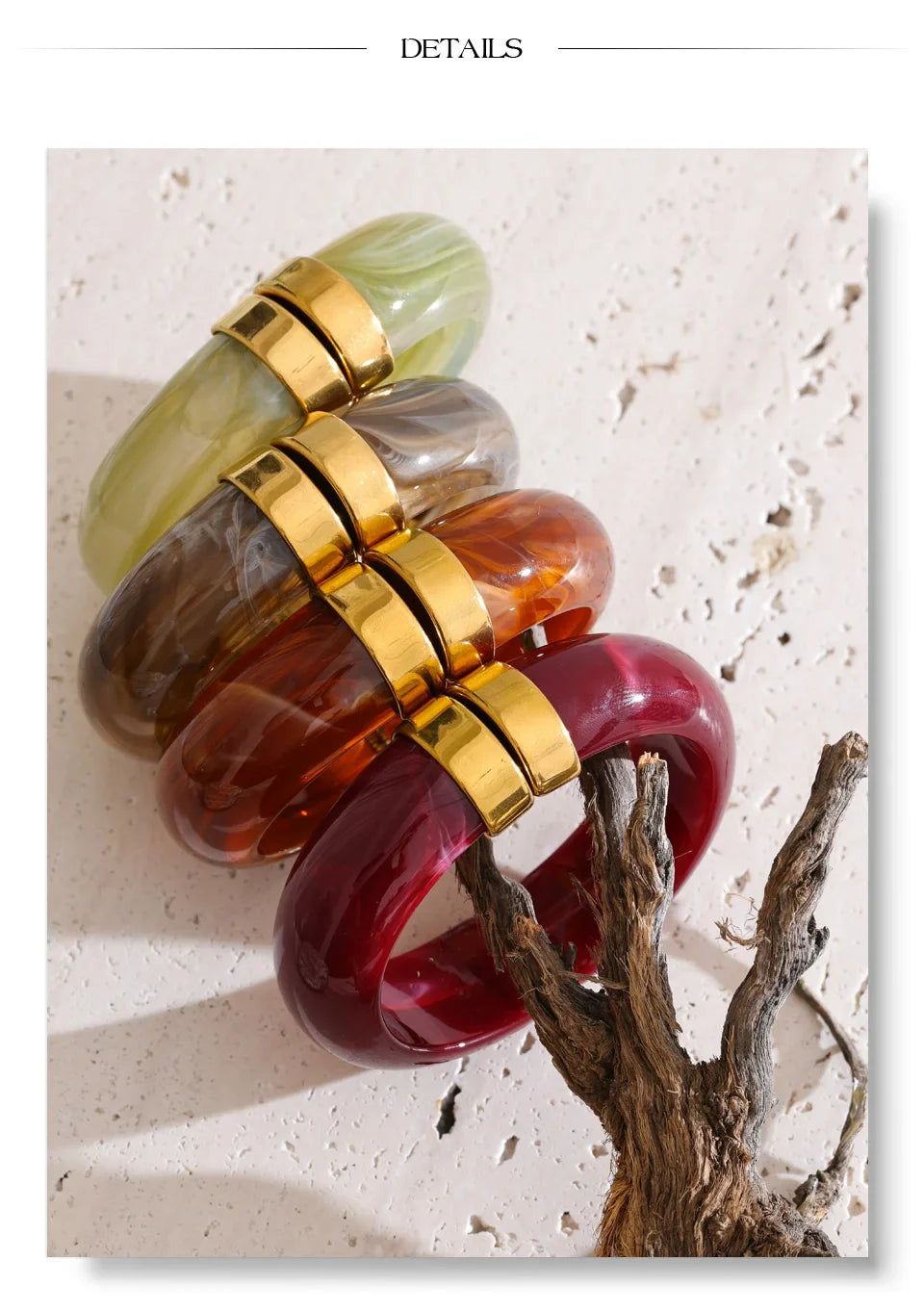 Yhpup 66mm Green Pink Brown Purple Acrylic Thick Bracelet Bangle for Women Stainless Steel Arrivals 2025 Wrist Jewelry Gift