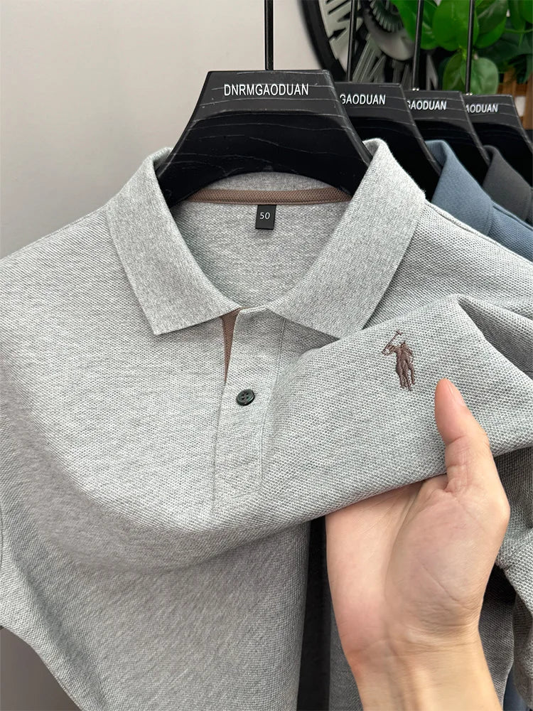 100% pure cotton men's short sleeved polo shirt hot selling summer fashionable horse logo embroidery classic Paul casual T-shirt