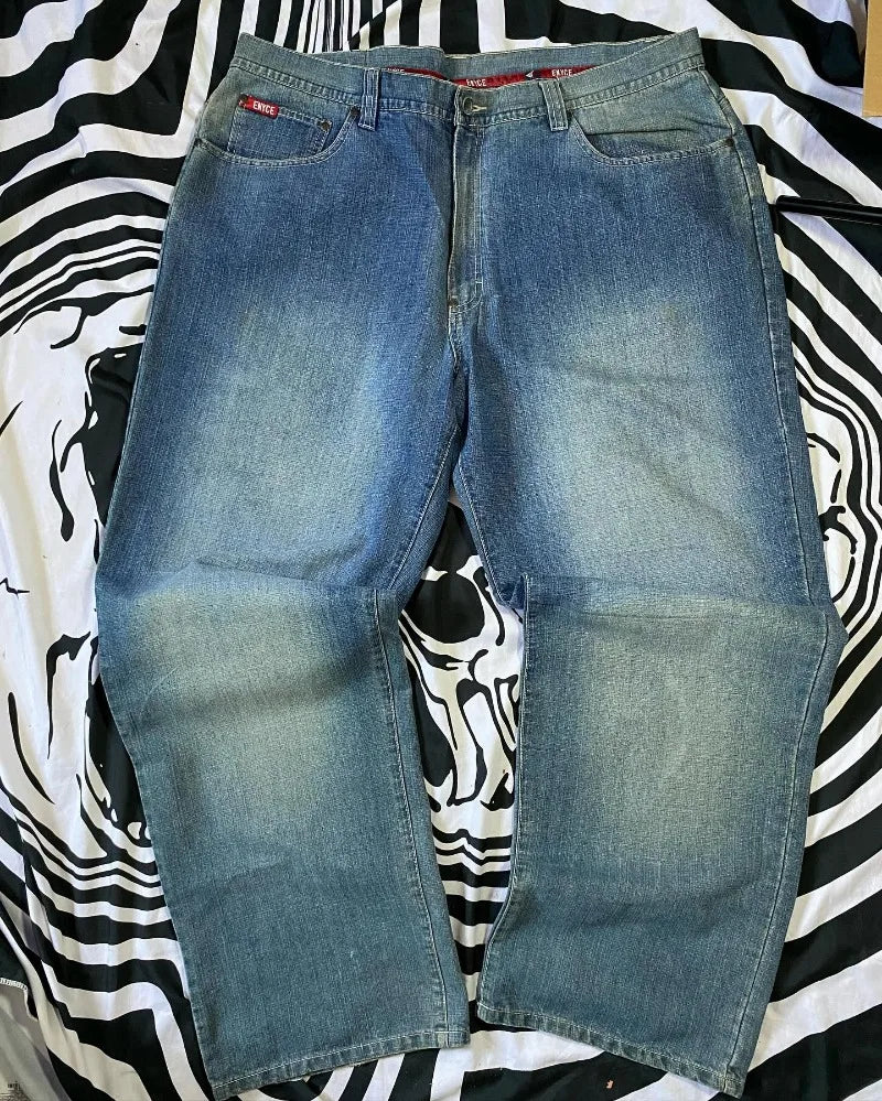 Alphabet Embroidered Jeans Women Y2K American Fashion Trend High Street
