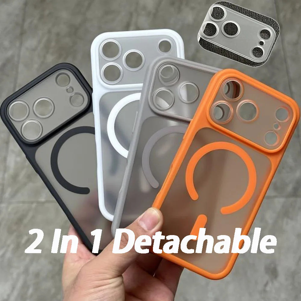 For IPhone 13 14 15 16Pro Max Convert To 17 Pro Max Case Support MagSafe Wireless Charging Frosted Magnetic Softshell Back Cover