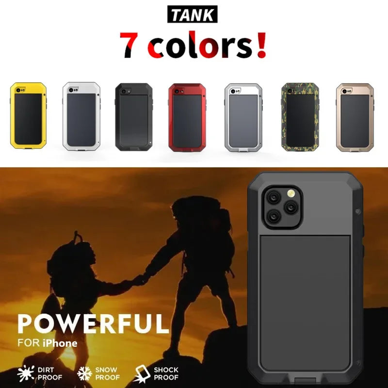 Heavy Duty Protection Armor Metal Phone Case for iPhone 17 16 15 14 13 12 11 Pro XS MAX SE XR X 6 7 Aluminum Shockproof Cover