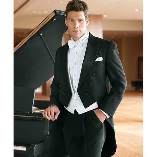 Tuxedo for Mens: Fashionable Custom Made Black Tailcoat Groom  Groomsmen