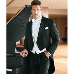 Fashionable Custom Made Black Tailcoat Groom  Groomsmen