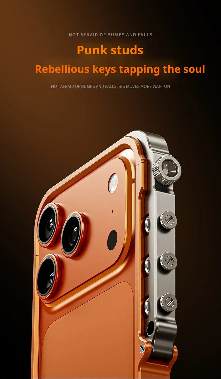 Metal Aluminum Alloy Frame Case For iPhone 17 Air 16 15 14 13 Pro Max Plus Cyberpunk Punk Heat Dissipation Shockproof Bumper