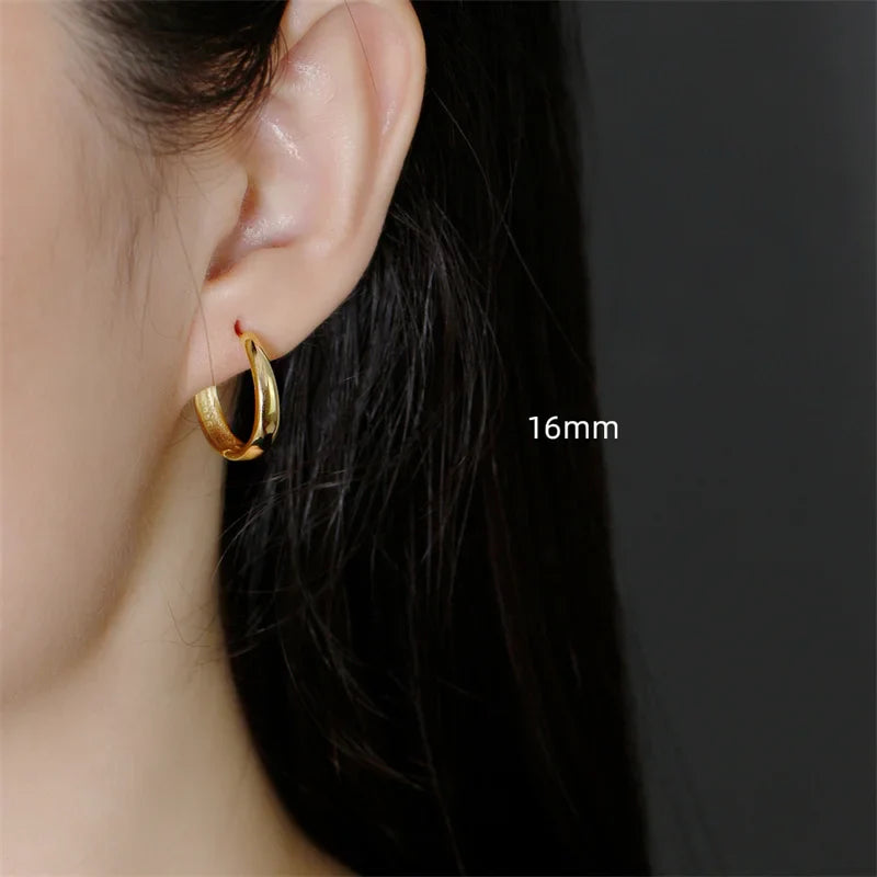 WANTME 925 Sterling Silver Simple Statement Matte Large Huggies Hoop Earrings for Men Women Fine Gothic Punk Charms S925 Jewelry