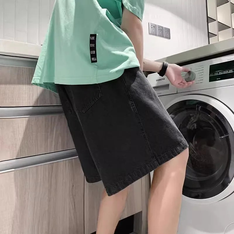 Shorts Jeans Men Denim Pants Stretch Dark Blue Fashion Design Men's Jeans