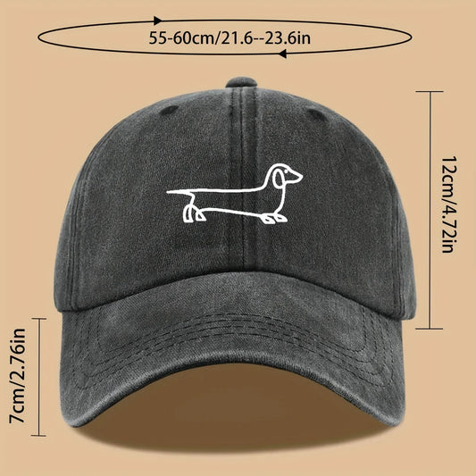 Simple dog print baseball cap, versatile for both men and women, suitable for outdoor travel as a hat for pet enthusiasts