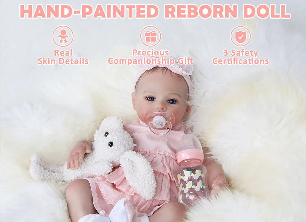 45cm Baby Reborn Doll Like Real Silicone Vinyl Full Body Girl Lifelike Painted Babies Realistic Newborn Dolls Toy Gifts For Kids