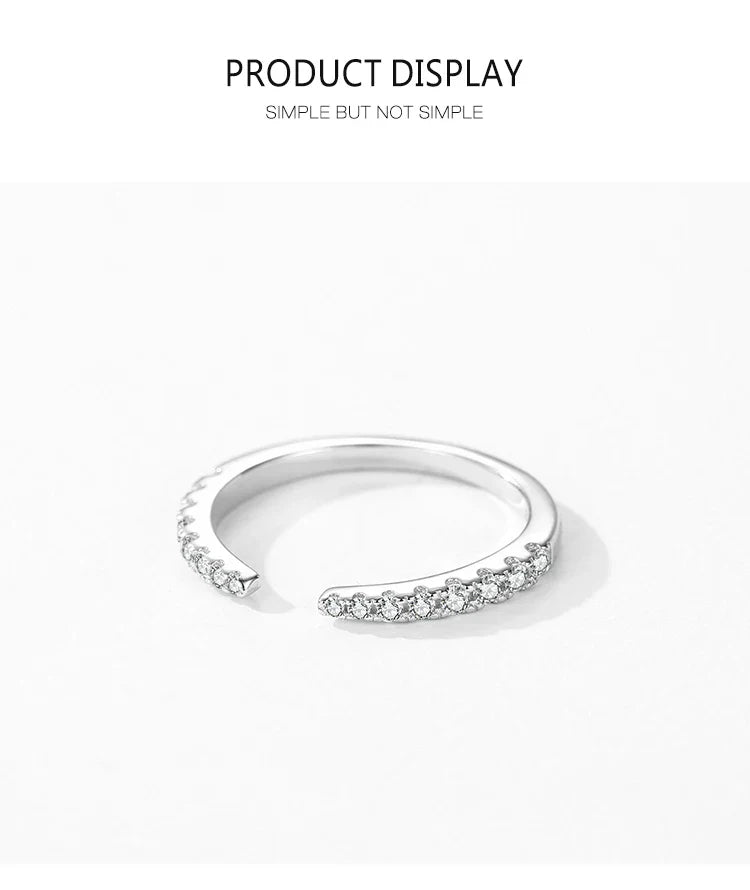 Ailmay 925 Sterling Silver Fashion Open Size Sparkling CZ Index Finger Ring For Women Classic Wedding Engagement Fine Jewelry